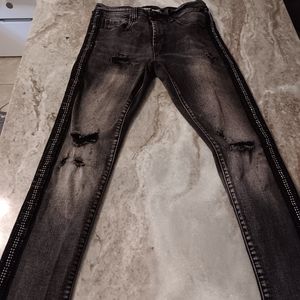 Brand new, with tags,  PREME women's skinny jeans. Black with rhinestone stripes